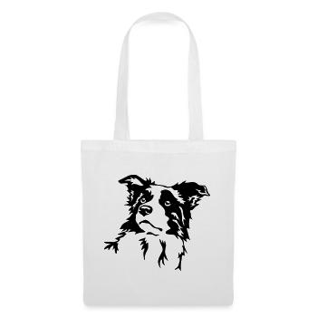Tête de border collie - Sac en tissu - blanc - Devant