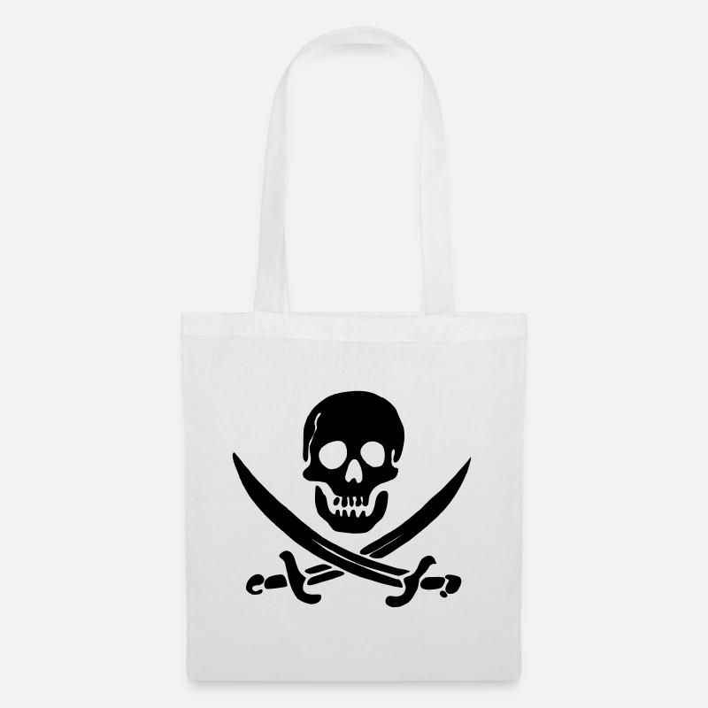 Crâne de crâne de drapeau pirate - Sac en tissu - blanc