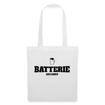 Batterie abklemmen - Bier Logo - Stoffbeutel - Weiß - Vorne