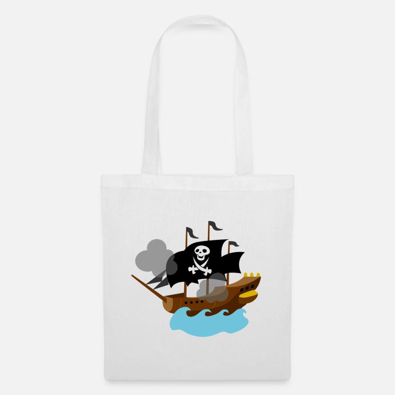 Piratenschiff im Meer - Stoffbeutel - Weiß