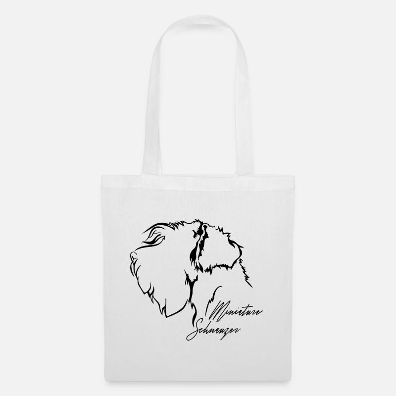 MINIATURE SCHNAUZER Profil Hunde Hund Wilsigns - Stoffbeutel - Weiß