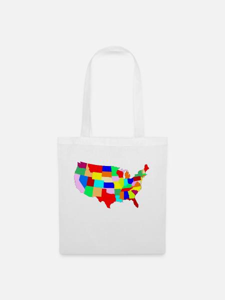 USA Patchwork Karte - Stoffbeutel - Weiß