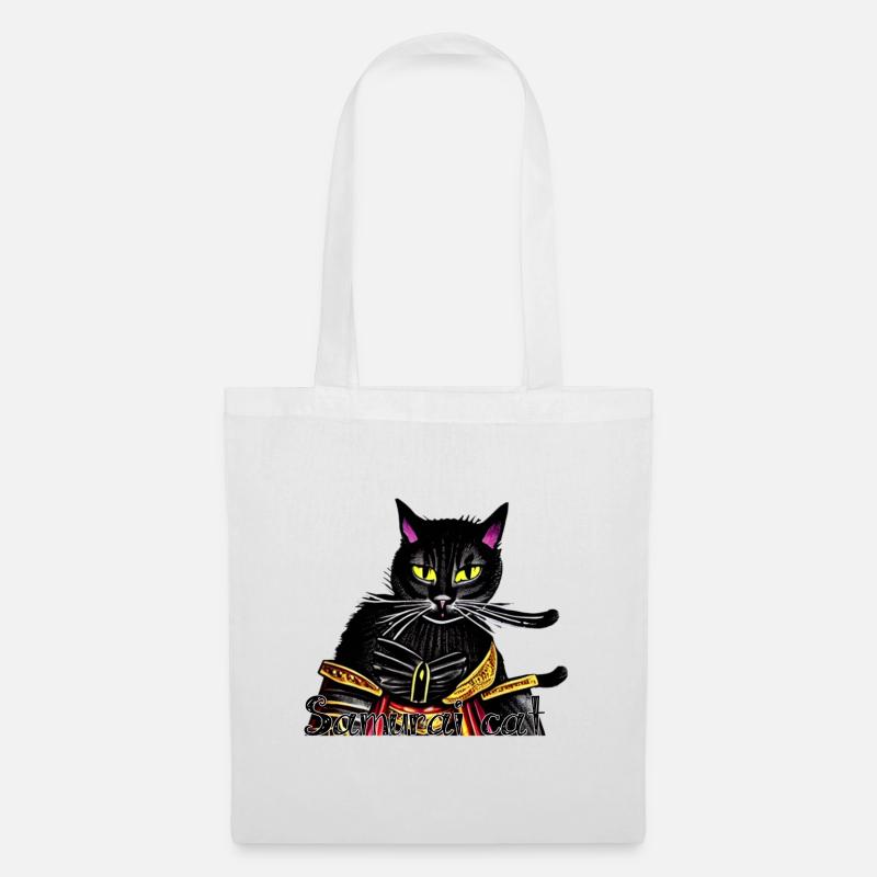 Samurai cat with gold armor - Tote Bag - white