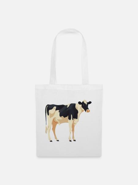 Stehende Kuh - Einfaches Design - Stoffbeutel - Weiß