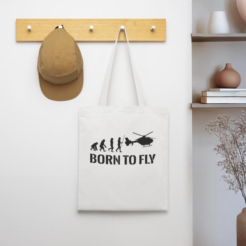 Hubschrauber Pilot Evolution Geschenkidee Stoffbeutel