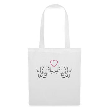 Éléphants amoureux - Sac en tissu - blanc - Devant