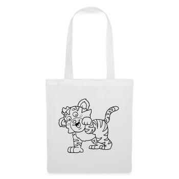 Tiger Kawaii coloring page hand-illustrated - Tote Bag - white - Front