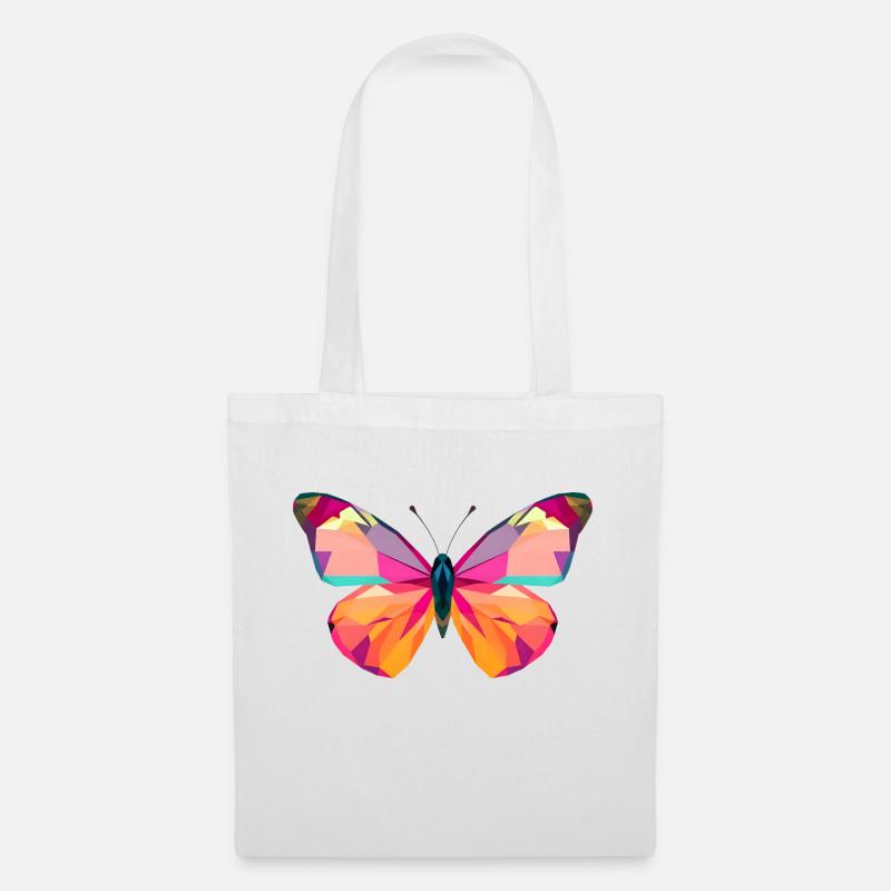 Lebendige Schmetterlingsflügel im Low Poly Stil - Stoffbeutel - Weiß