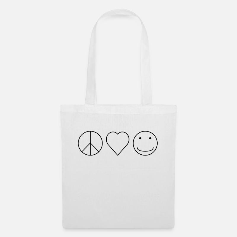 Peace, Love and Happiness - Stoffbeutel - Weiß