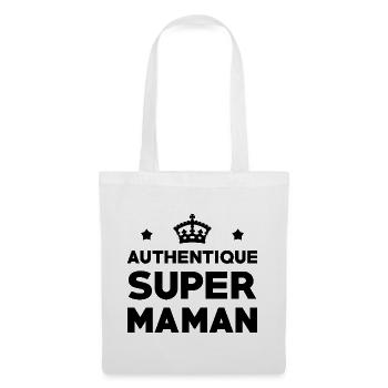 Authentische Super-Mama – Muttertag - Stoffbeutel - Weiß - Vorne