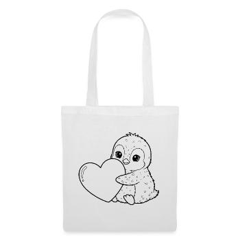 Pingouin au cœur – motif doux d’hiver plein d’amour - Sac en tissu - blanc - Devant