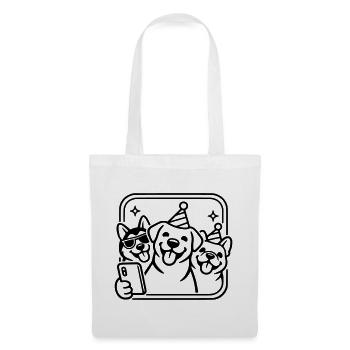 Party Dogs Selfie Dogs Line Art Minimalist - Tote Bag - white - Front