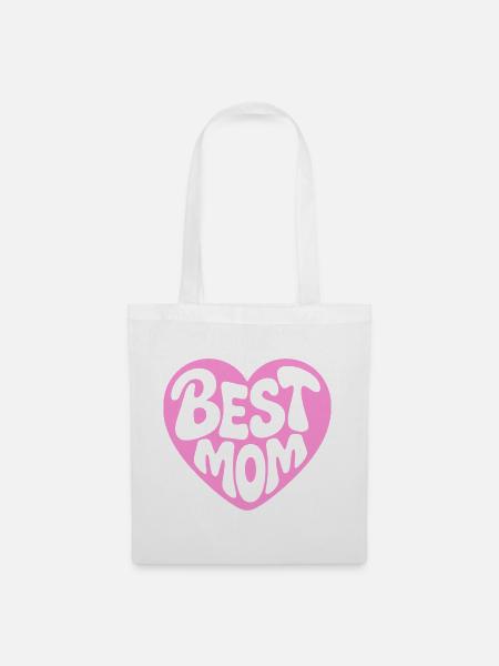 Beste Mama Herzdesign - Stoffbeutel - Weiß