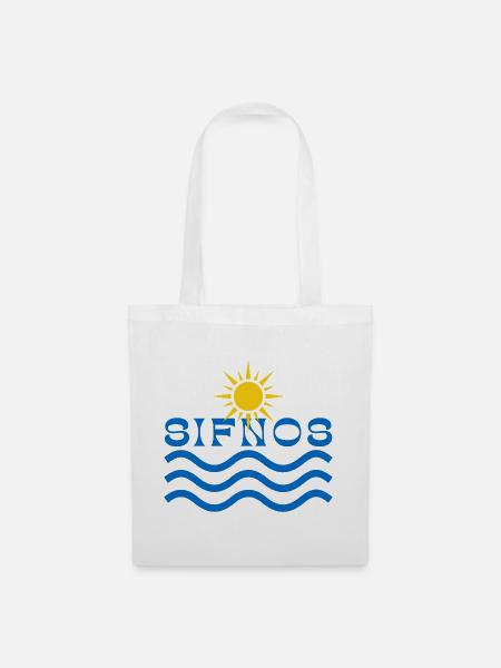 Sifnos Sonnen- und Wellenemblem - Stoffbeutel - Weiß