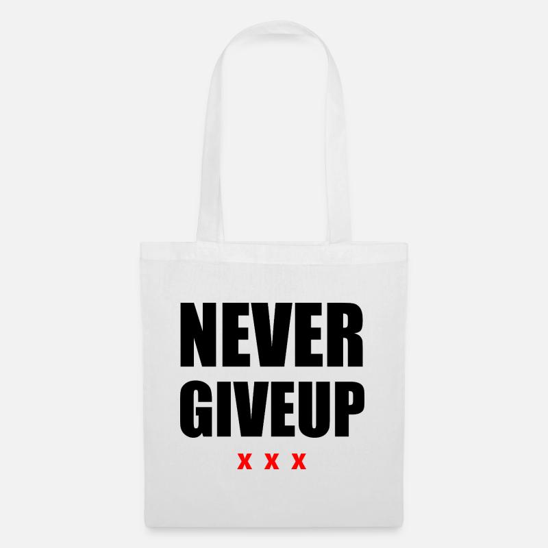 Never Give Up Black/Red - Tote Bag - white