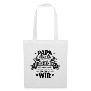 Papa Suchauftrag: Bestes Geschenk – Ergebnis Wir - Stoffbeutel - Weiß - Vorne