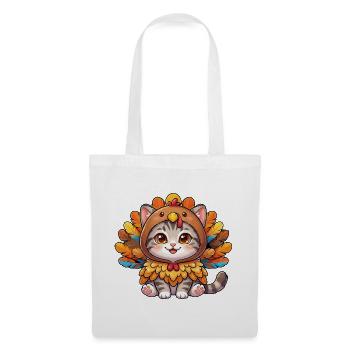 Herbst-Herbst-Katze im Truthahn Thanksgiving - Stoffbeutel - Weiß - Vorne