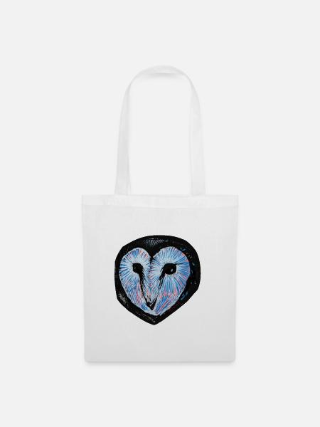 Blue Burst Owl Heart - Stoffbeutel - Weiß