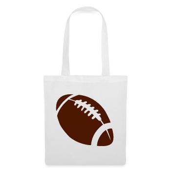 Braunes Football-Design mit Nahtstich - Stoffbeutel - Weiß - Vorne