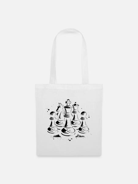Schachfiguren Grafik - Stoffbeutel - Weiß