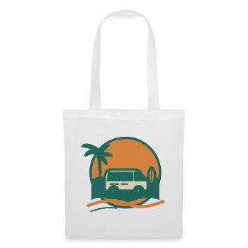 Sonnenuntergang Surfbus am Strand - Stoffbeutel - Weiß - Vorne