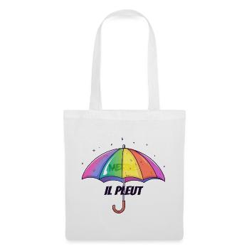 Il Pleut – Lustiger Regenschirm mit Humor - Stoffbeutel - Weiß - Vorne