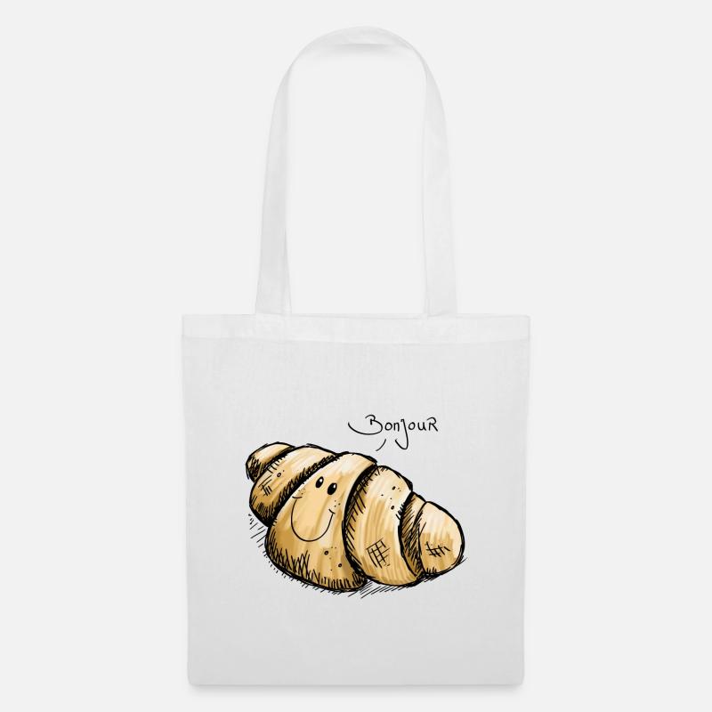 Leckeres Bonjour Croissant - Illustration - Stoffbeutel - Weiß