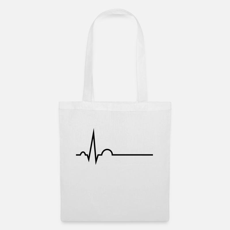 EKG mit Namenslinie - Stoffbeutel - Weiß