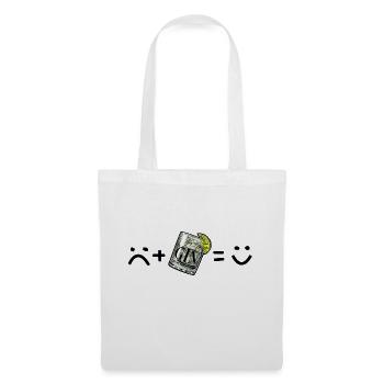 Triste moi (triste) + Gin Tonic = Happy Me - Sac en tissu - blanc - Devant