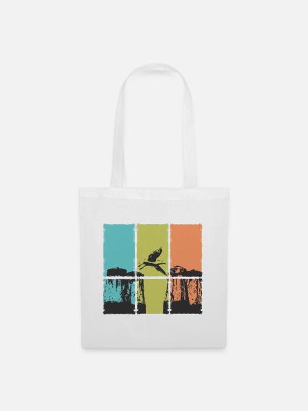 Abstrakt KunstKollektion für Küstenfreunde - Möwe - Stoffbeutel - Weiß