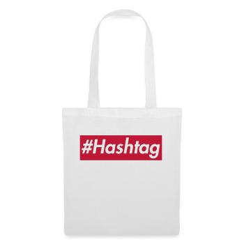#Hashtag -Sup reme design, police blanche, boîte rouge - Sac en tissu - blanc - Devant