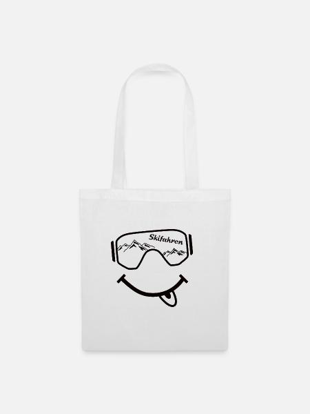 Skibrille Gesicht - Skiurlaub - Skifahren - Stoffbeutel - Weiß