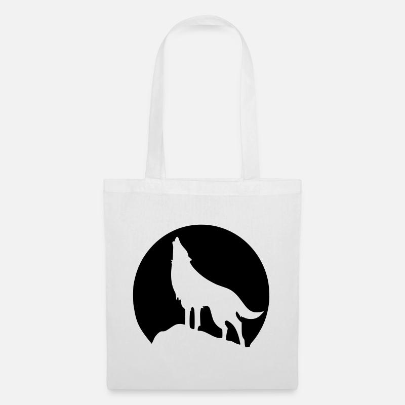 Wolf - Mond - Stoffbeutel - Weiß
