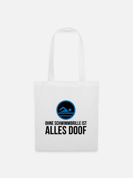 Schwimmen T-Shirt Schwimmbrille Schwimmer Geschenk - Stoffbeutel - Weiß