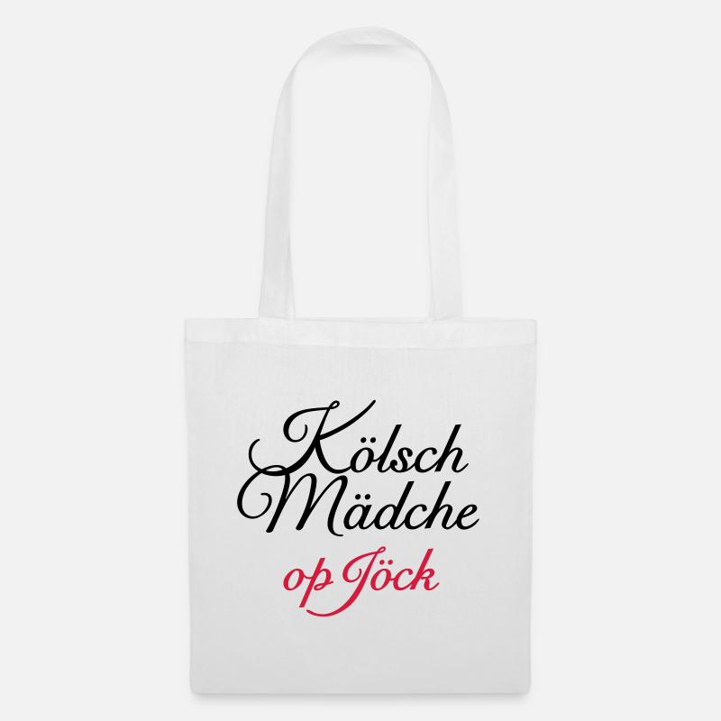 Kölsch Mädche op Jöck - Mädchen aus Köln unterwegs - Stoffbeutel - Weiß