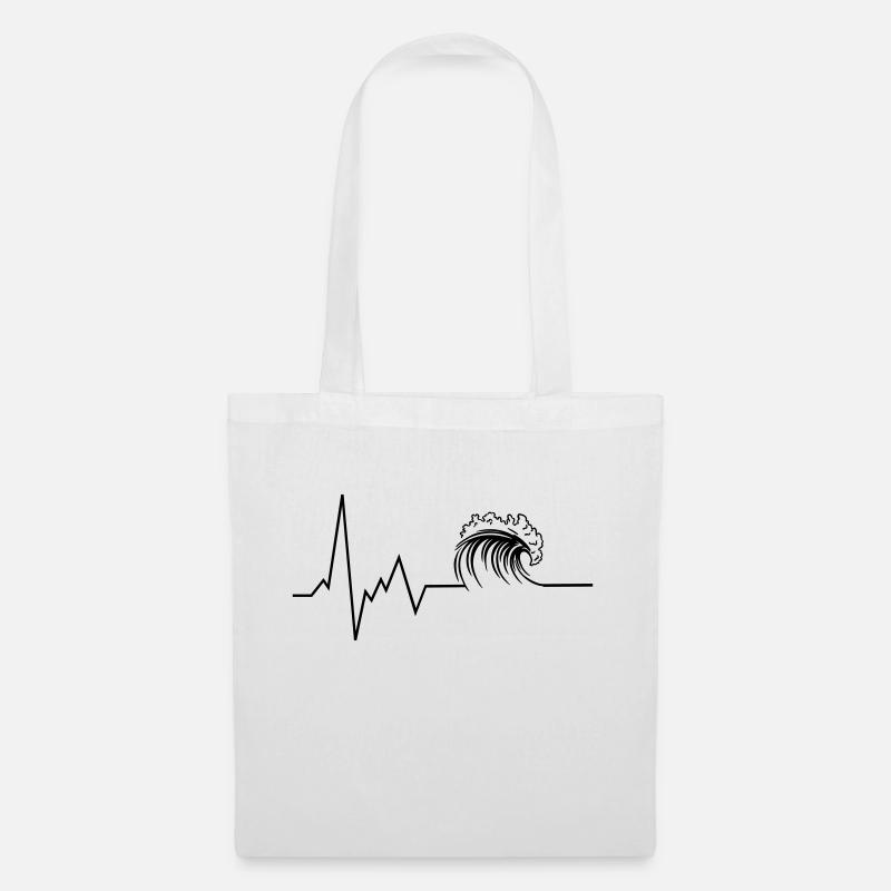 heartbeat wave - Tote Bag - white