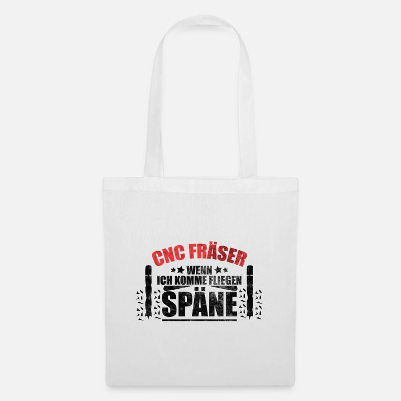 CNC Fräser Zerspaner Dreher Späne lustiger Spruch - Stoffbeutel - Weiß
