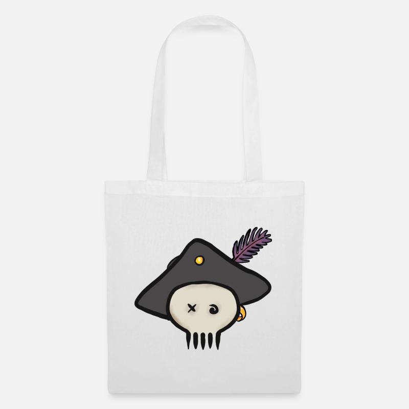 Pirate skull with feathered hat - Tote Bag - white