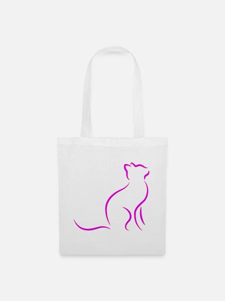 Katze - Stoffbeutel - Weiß