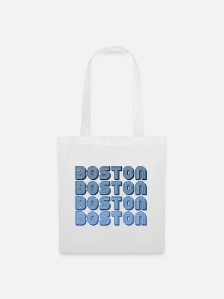 Boston Block Grid Muster - Stoffbeutel - Weiß