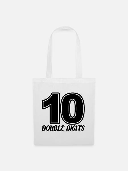 Geschenk zum 10. Geburtstag, 10 Jahre alt, für Jungen & Mädchen - Stoffbeutel - Weiß