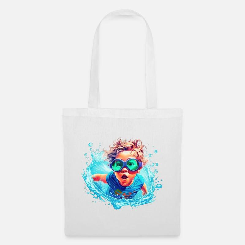 Junge im Wasser - Stoffbeutel - Weiß