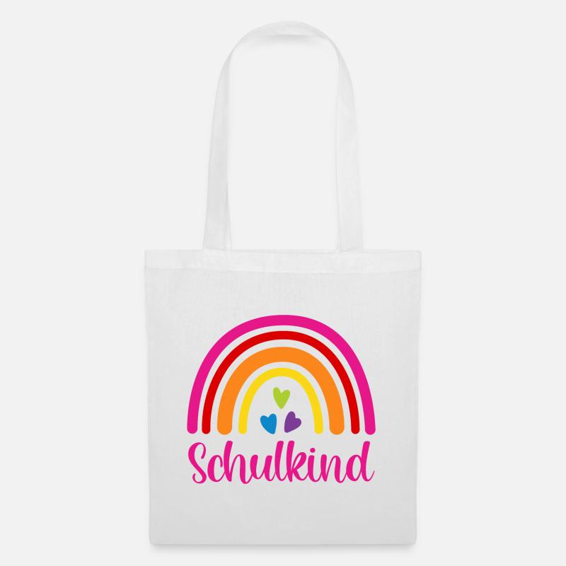 Schulkind Regenbogen Schulanfang Einschulung 2026 - Stoffbeutel - Weiß