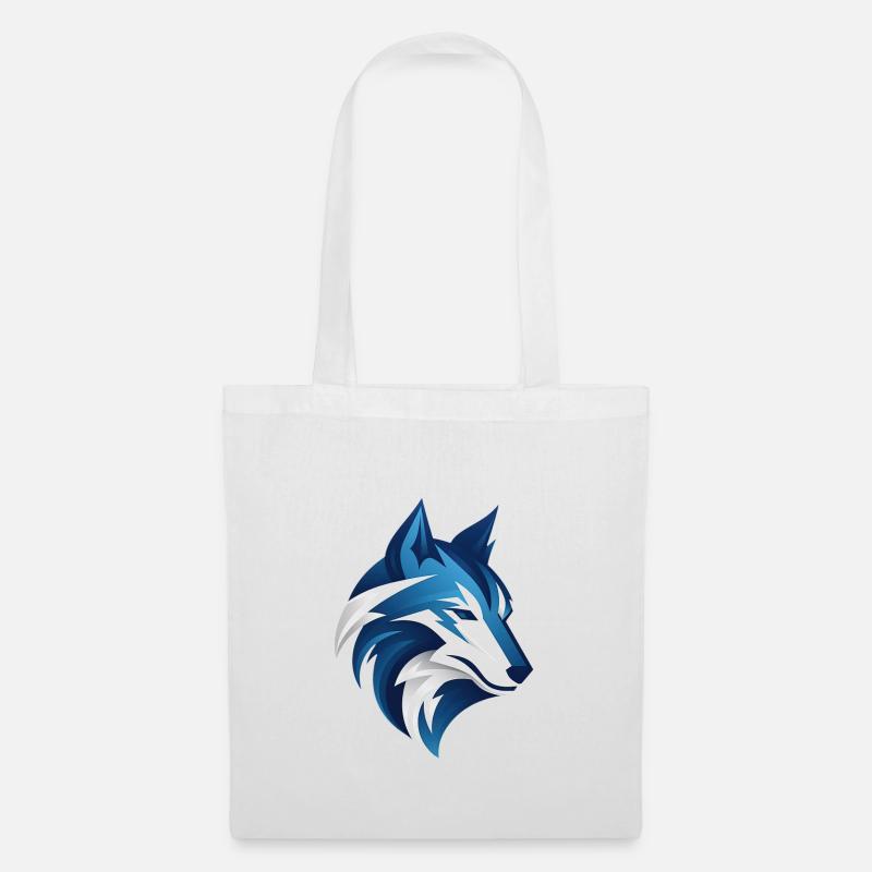 Wolf blau weiß kopf illustration cool smart - Stoffbeutel - Weiß