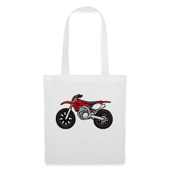 Moto Motocross Rouge - Sac en tissu - blanc - Devant