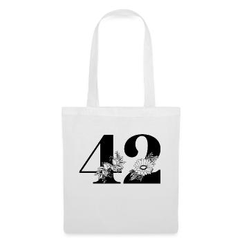 Number 42 Black Floral - 42nd Floral Birthday - Tote Bag - white - Front