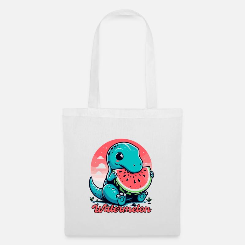 Süßer T-Rex Wassermelone Sommer Geschenk - Stoffbeutel - Weiß