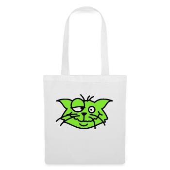 Chat confus plisse les yeux Drôle Folle Grimace - Sac en tissu - blanc - Devant