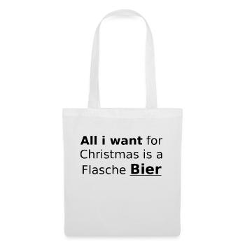 Weihnachten Bier Geschenk Christmas Flasche Santa - Stoffbeutel - Weiß - Vorne
