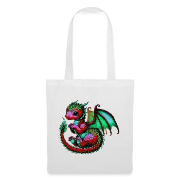 Drache - Stoffbeutel - Weiß - Vorne